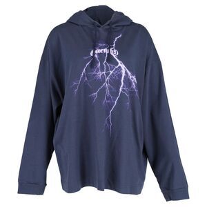 Givenchy Lightning Printed Drawstring Hoodie In Deep Blue Cotton
